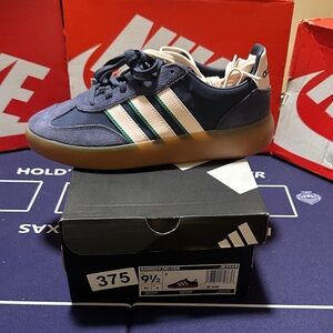 Adidas Blue Sneakers with White and Green Accents